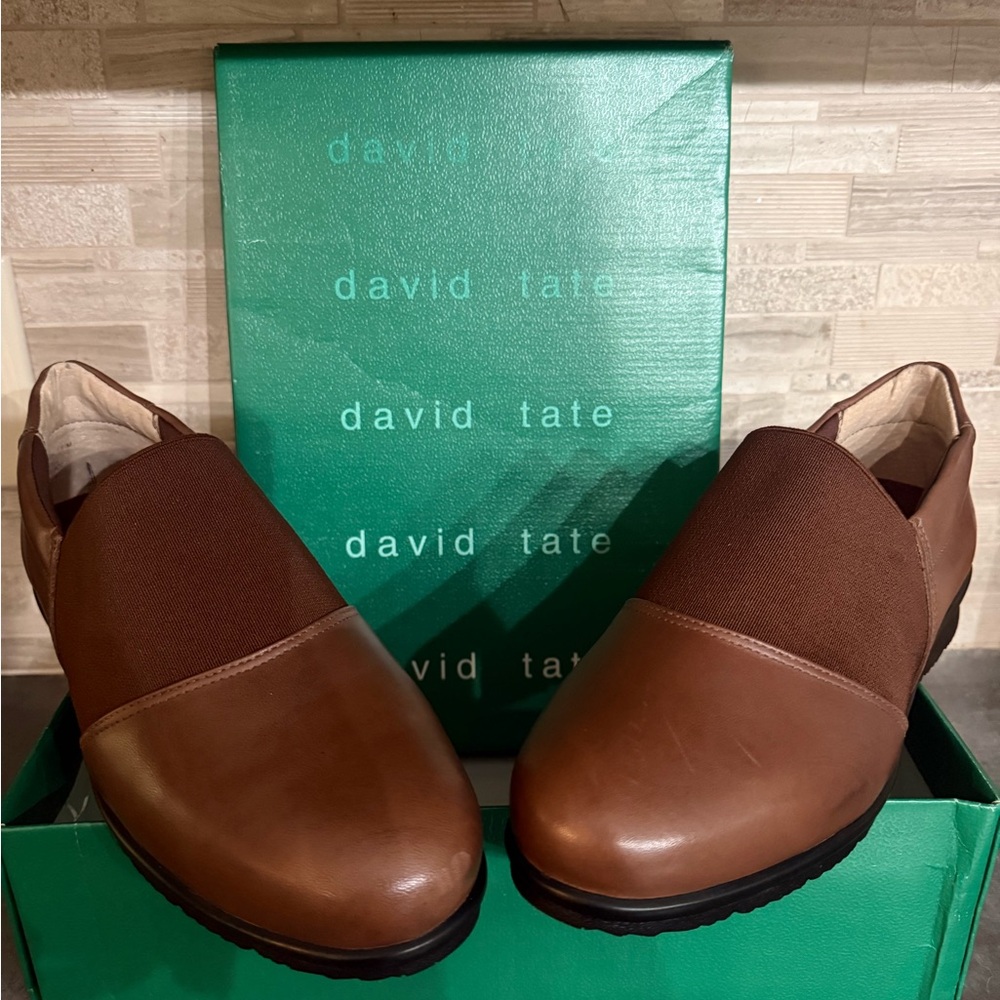 David Tate Brown Leather Slip-On Loafers